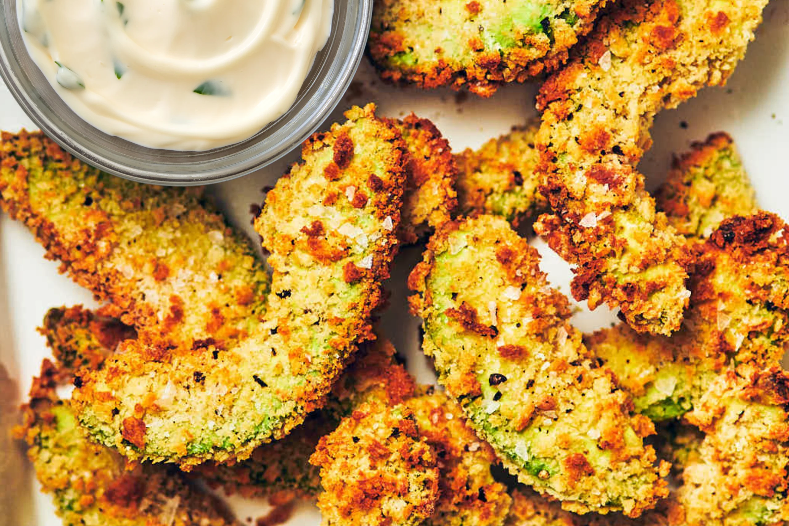 Air Fryer Avocado Fries slices ready for cooking