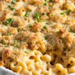 Crack Chicken Macaroni and Cheese with creamy pasta, rotisserie chicken, and a golden breadcrumb topping.